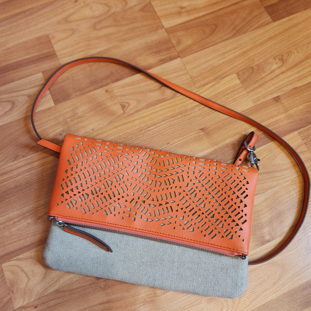 Stella & Dot Orange and Tan Crossbody Bag